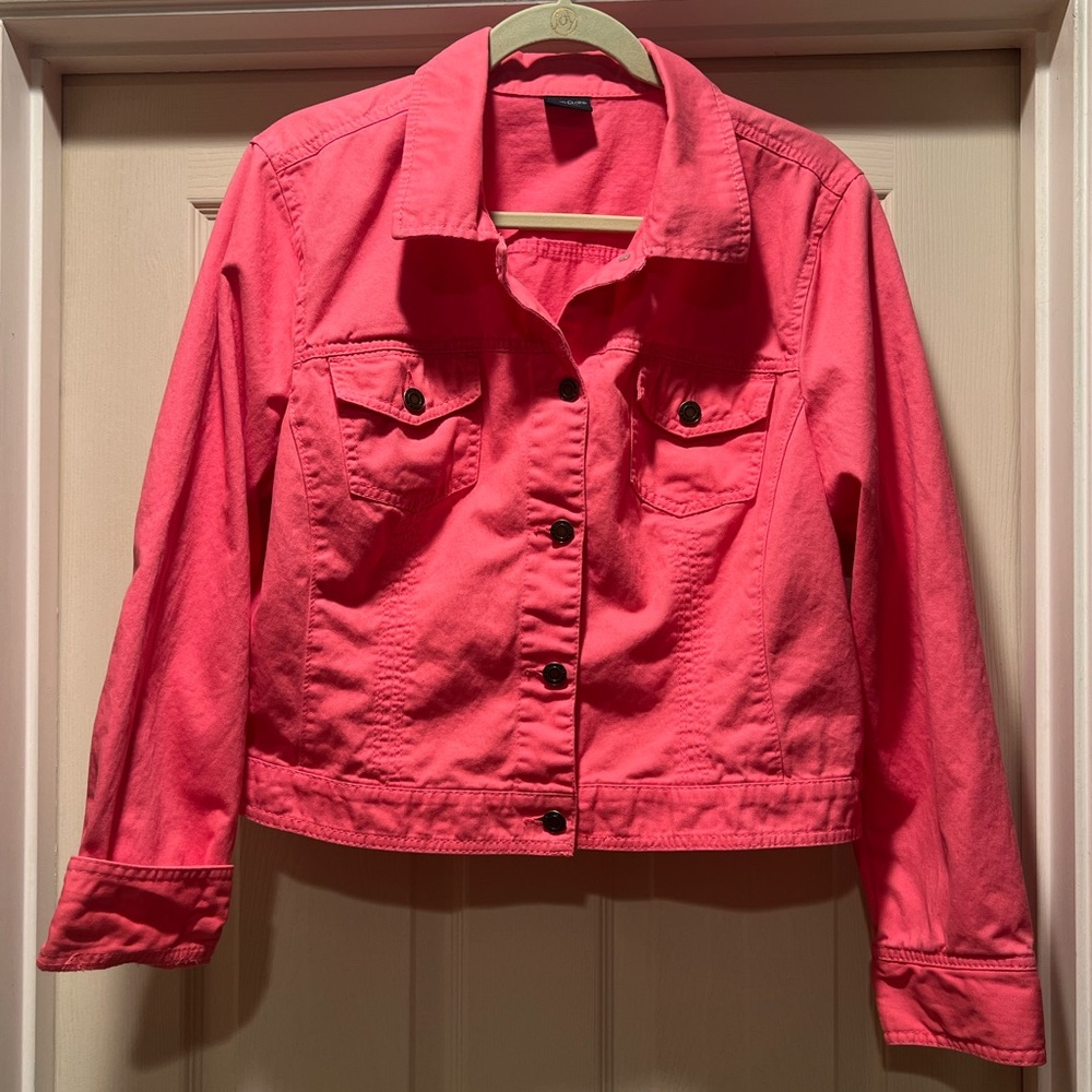 Faded Glory - pink/coral denim jacket. No pockets. SZ XL